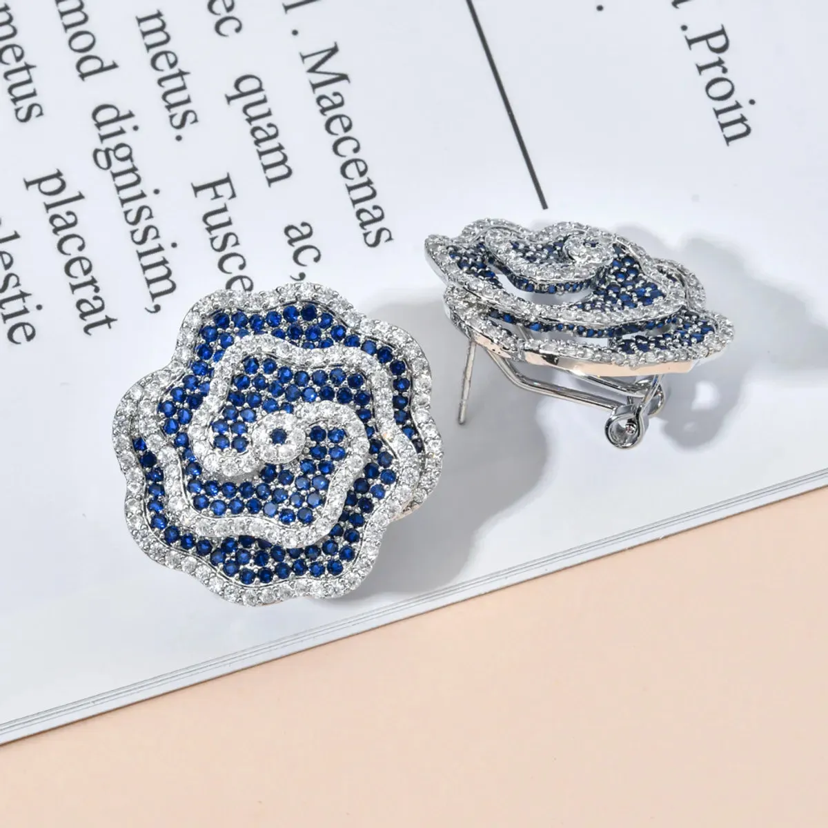 1 Pair Elegant Glam Flower Plating Inlay Copper Zircon Ear Cuffs