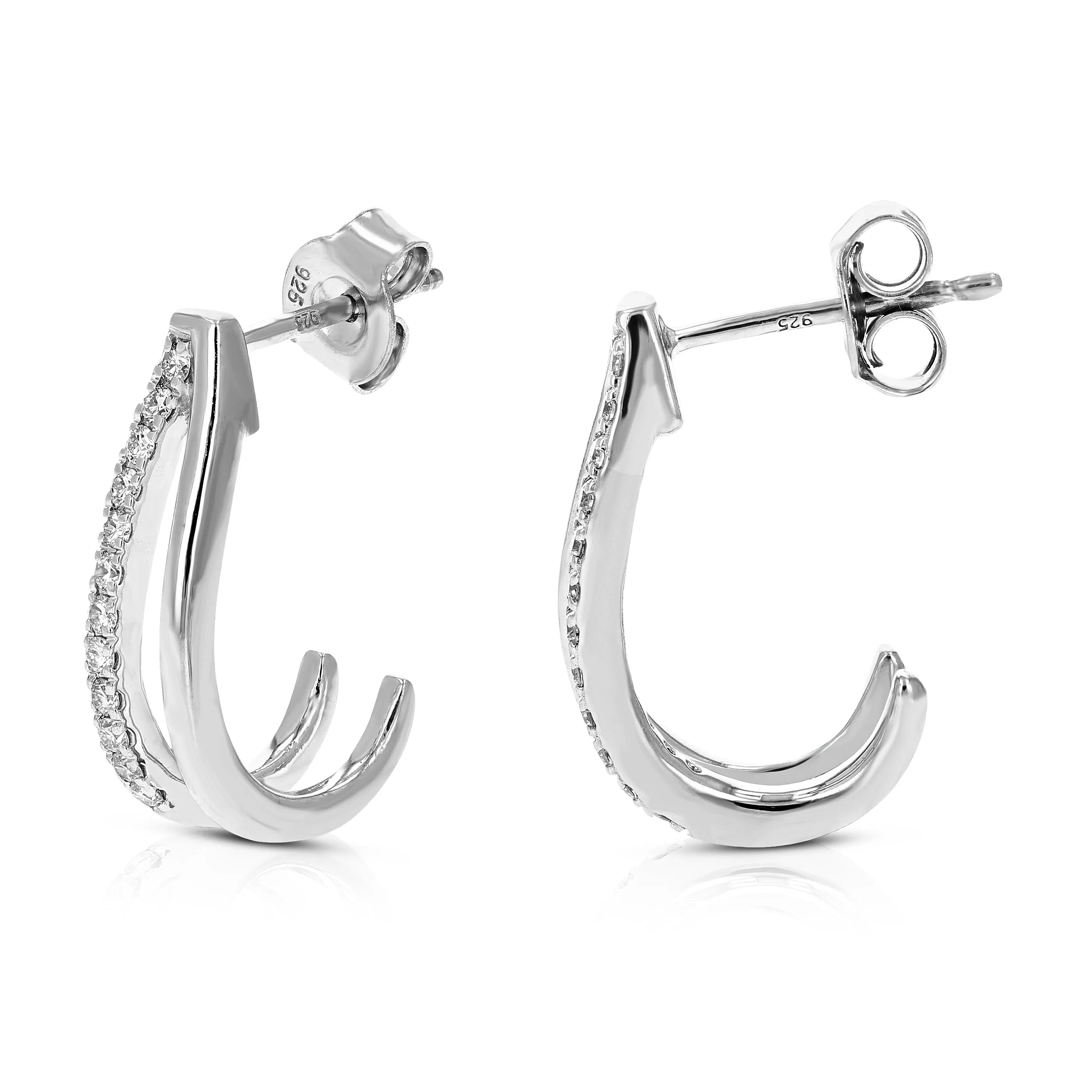 1/4 cttw Lab Diamond Fashion Dangle Earrings in Sterling Silver