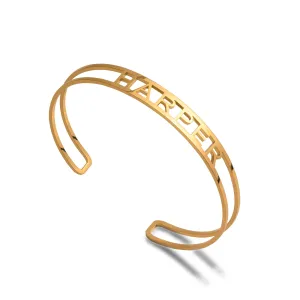 3D name bangle gold