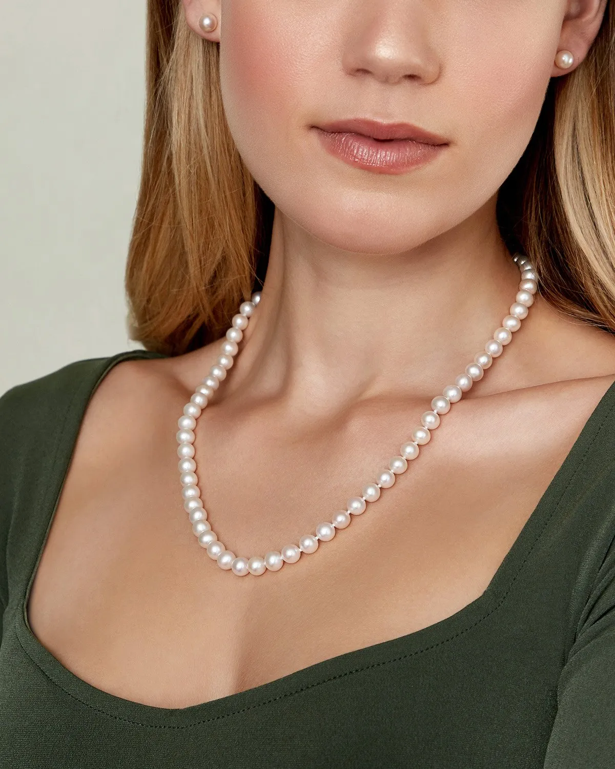 7-8mm Freshwater Choker Length Pearl Necklace & Earrings