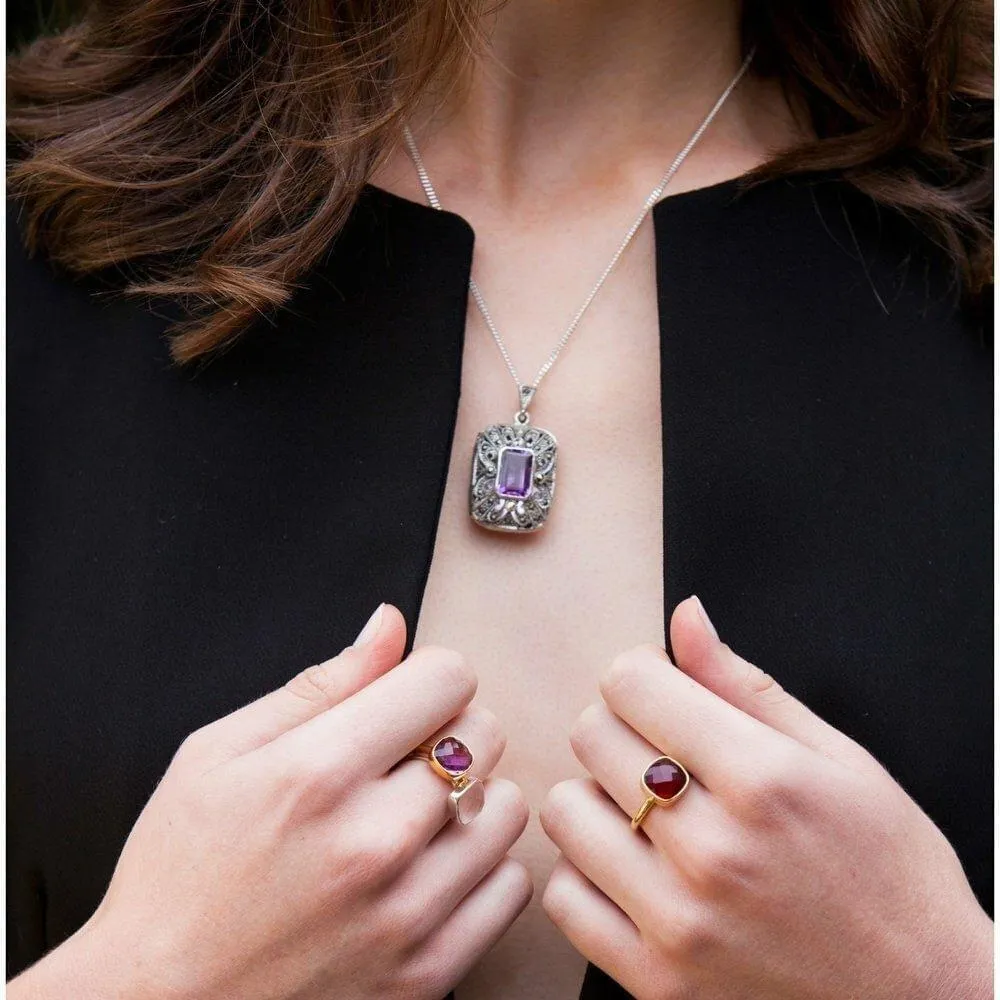 Amethyst Locket Silver   Photos