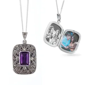 Amethyst Locket Silver   Photos