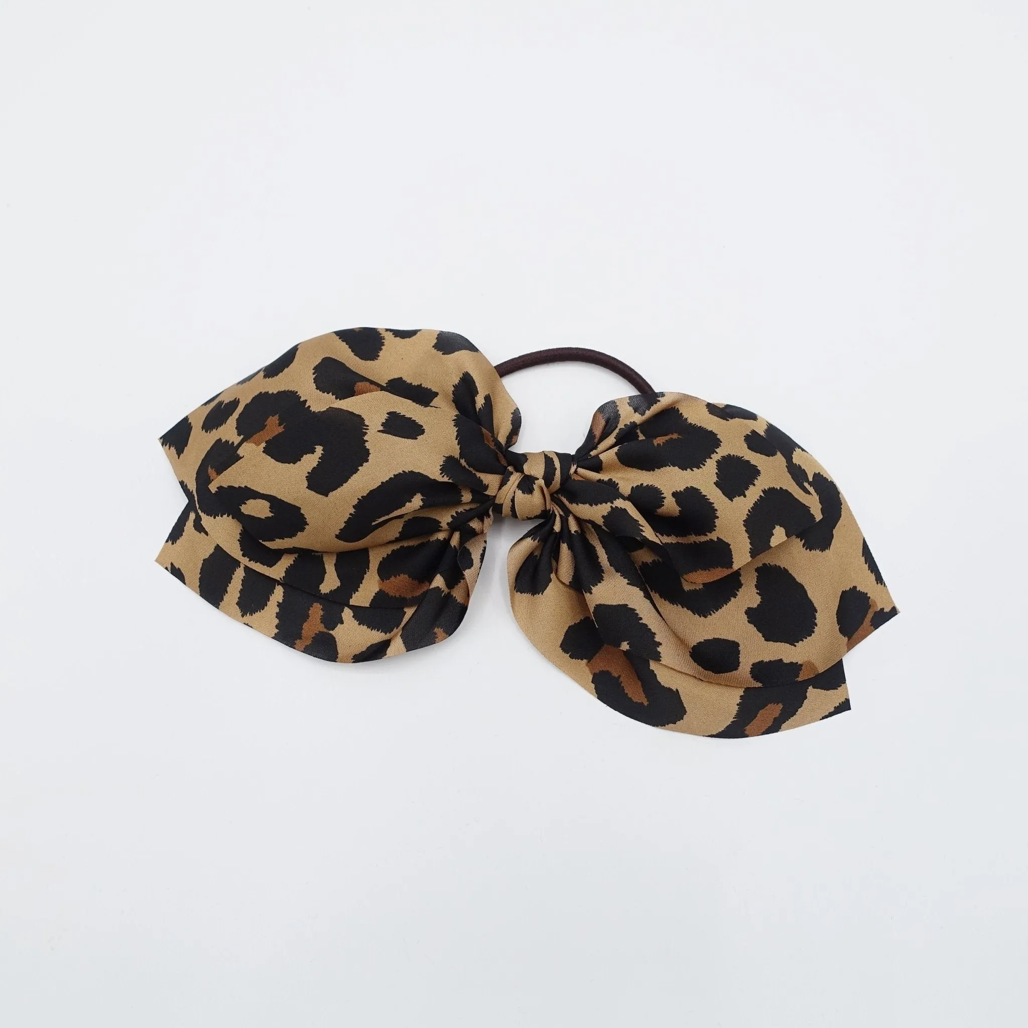 animal print chiffon bow knot hair elastic women leopard python print ponytail holder