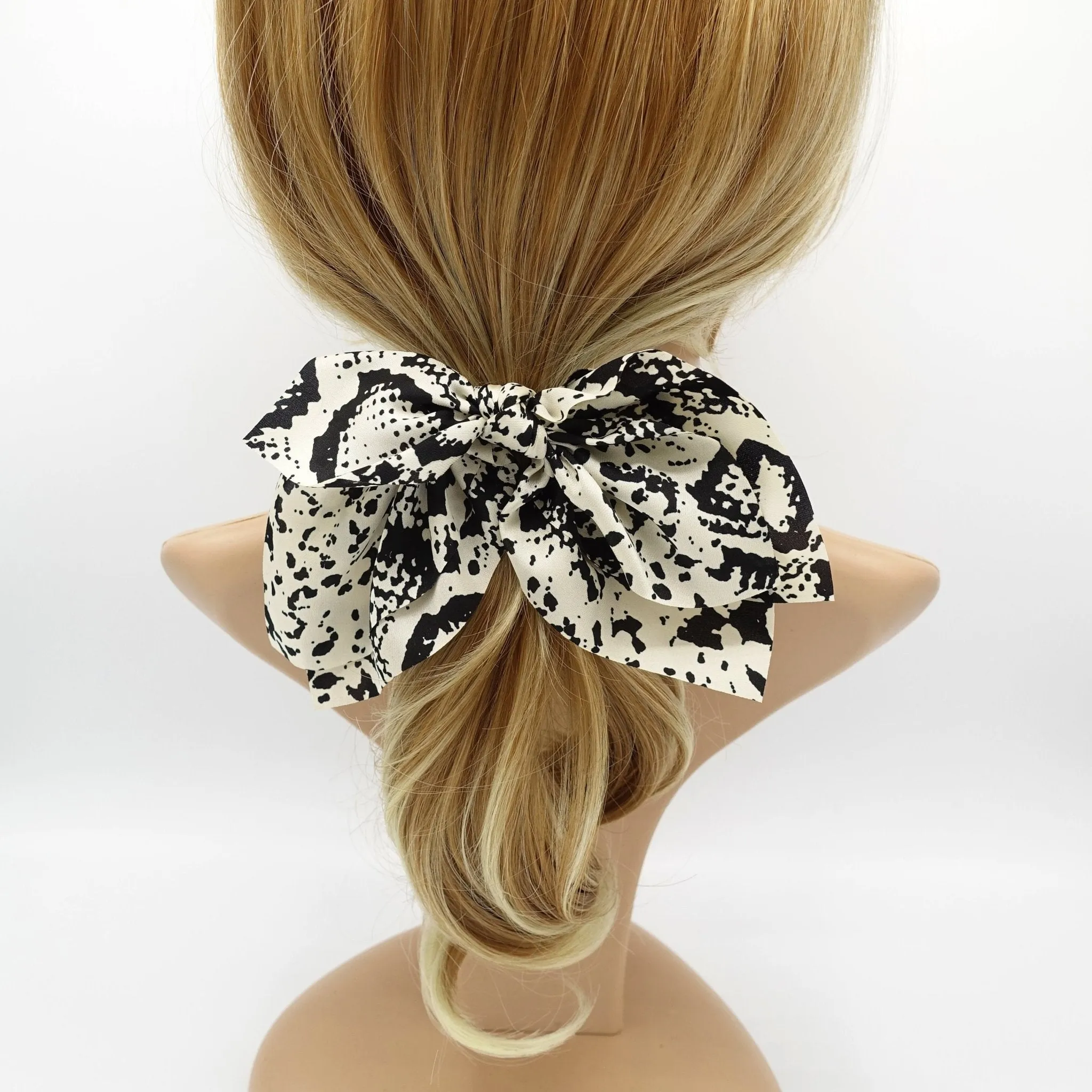 animal print chiffon bow knot hair elastic women leopard python print ponytail holder