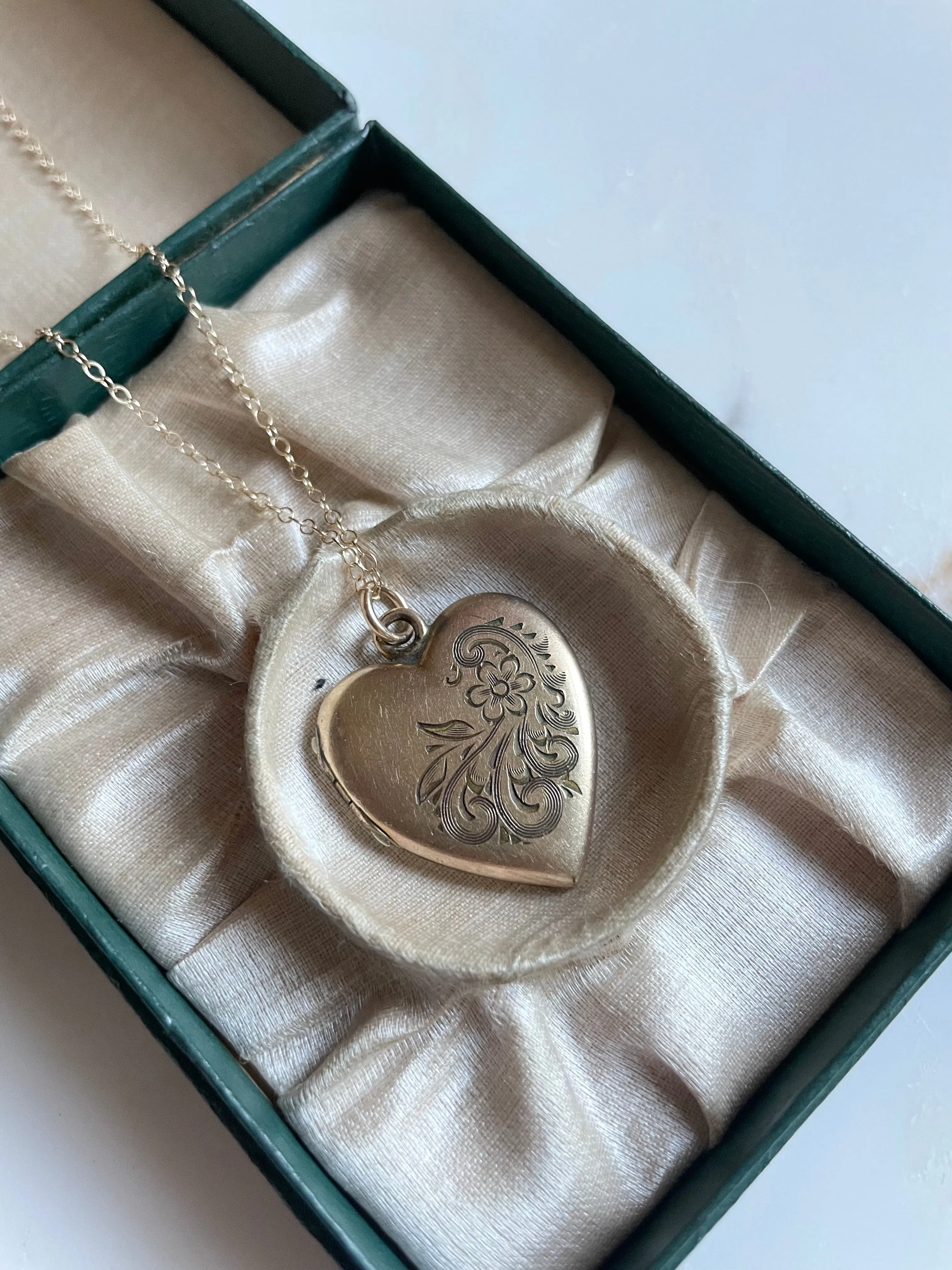 Antique 1910s Engraved Heart Locket