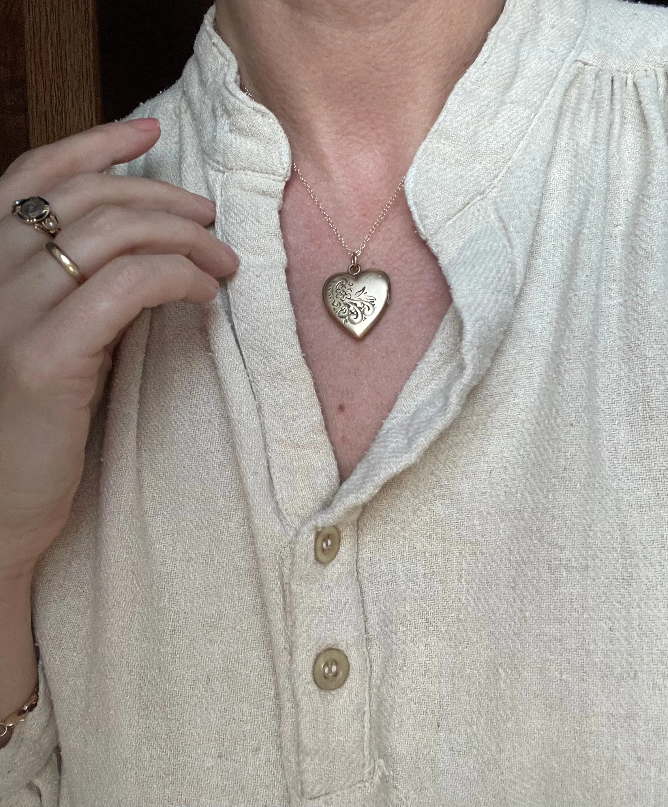 Antique 1910s Engraved Heart Locket