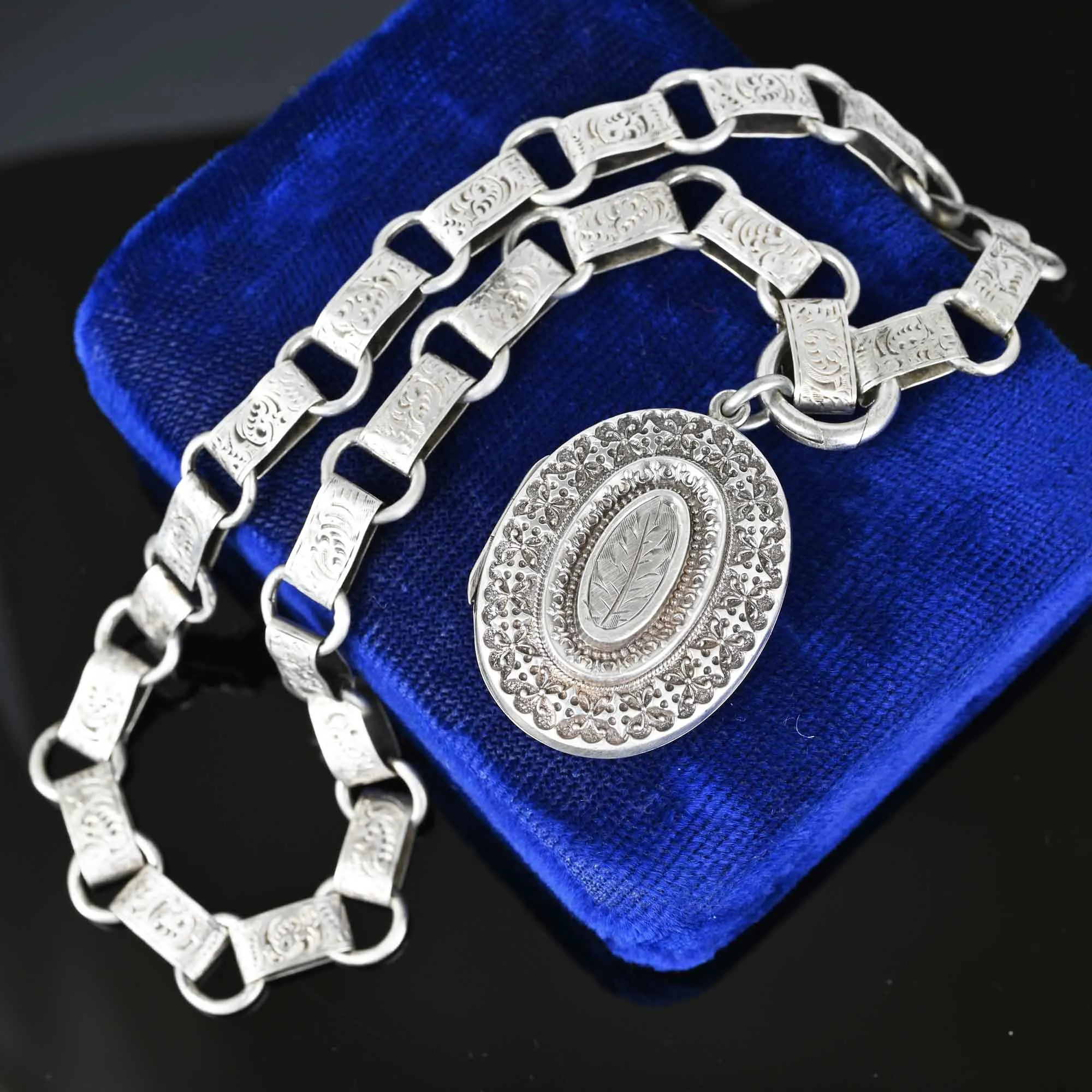 Antique Victorian Book Chain Collar and Locket, Circa 1884