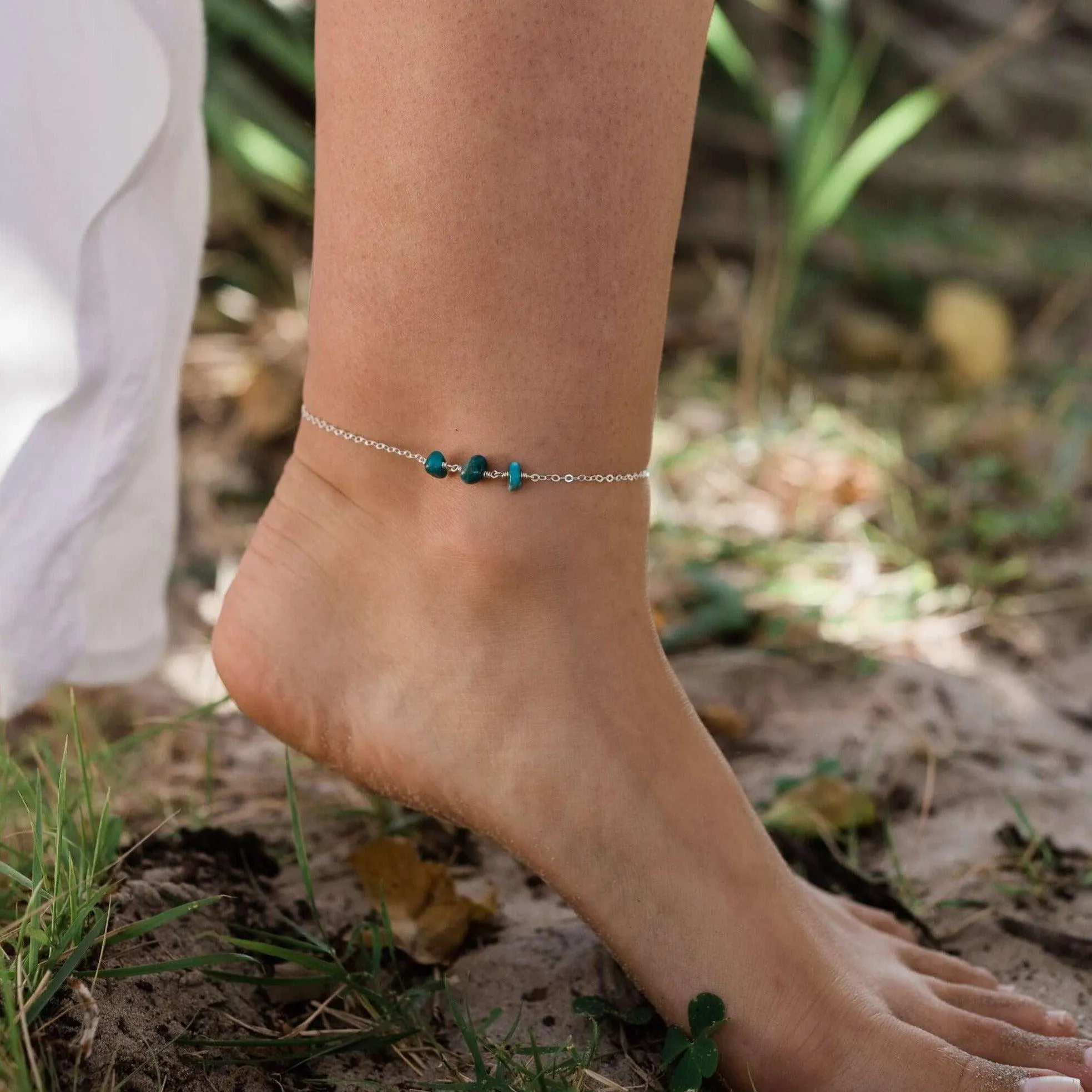 Apatite Beaded Chain Anklet