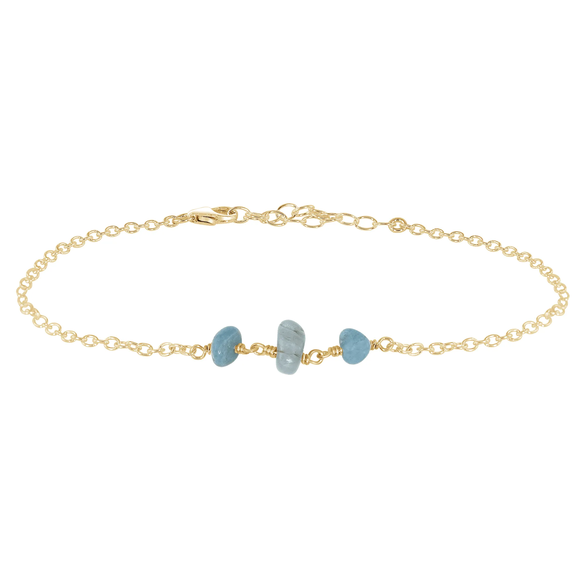 Aquamarine Beaded Chain Anklet