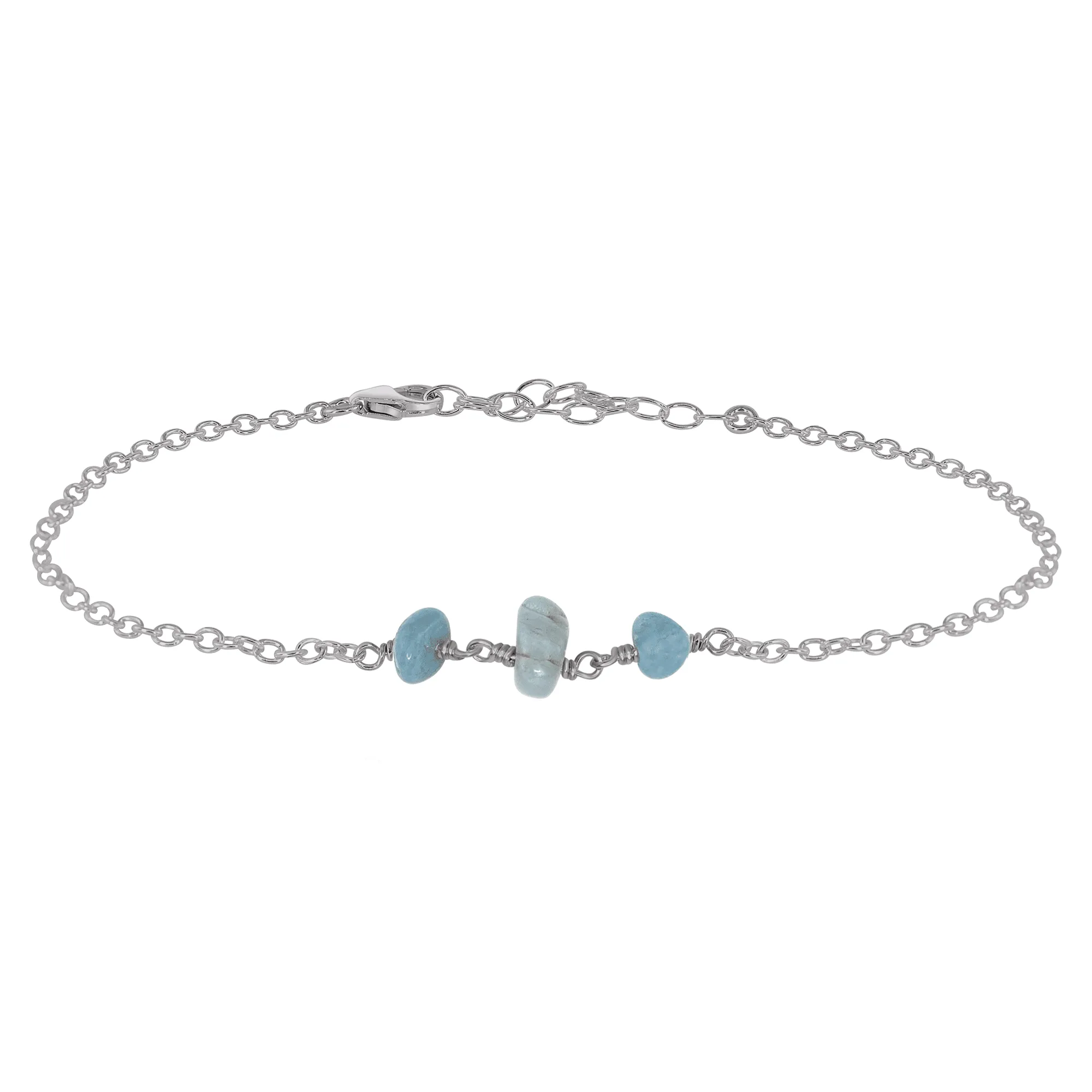 Aquamarine Beaded Chain Anklet