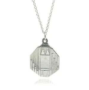 Art Deco 1930s Sterling Silver Geometric Locket Necklace