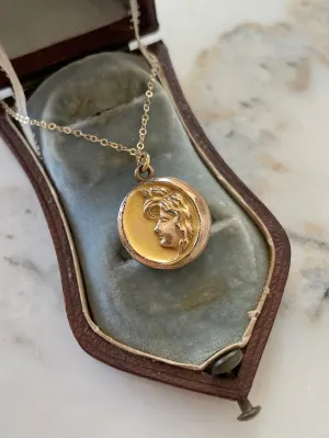 Art Nouveau Woman in the Moon Locket