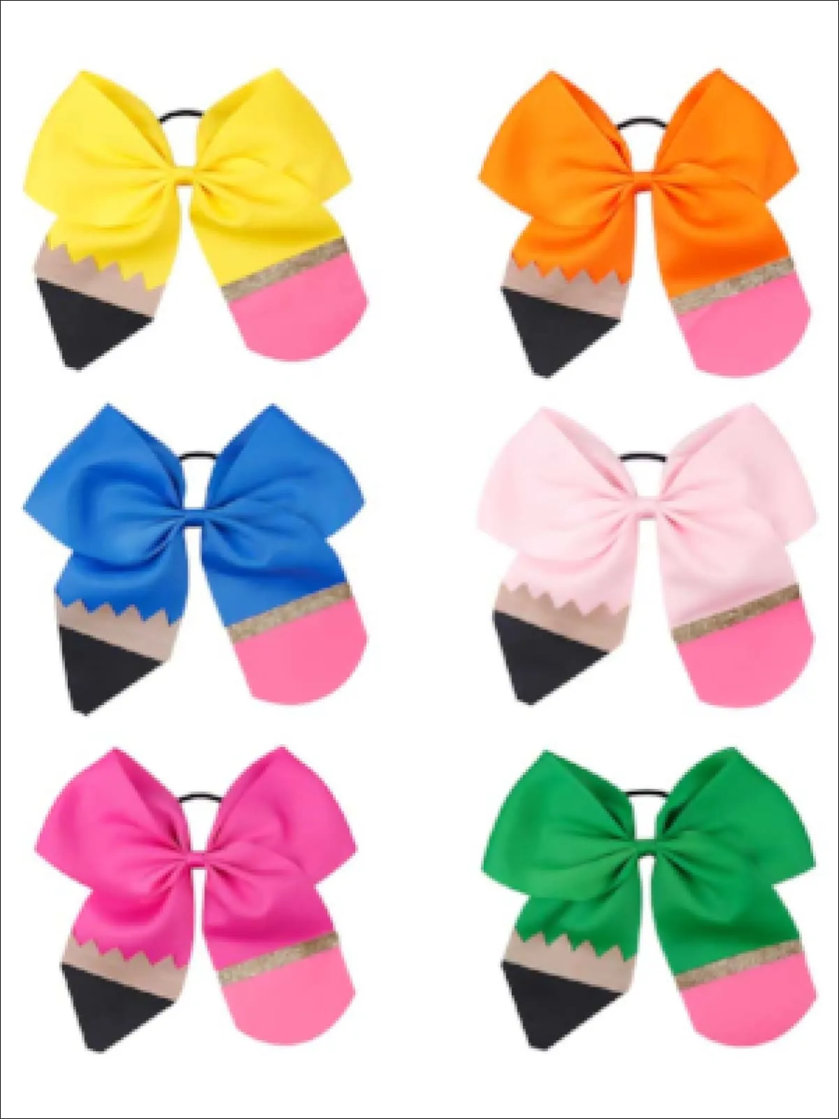 Back to School Pencil Bow Elastic Hair Tie