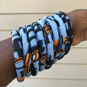 Bana Blue African Print Bangle Bracelets