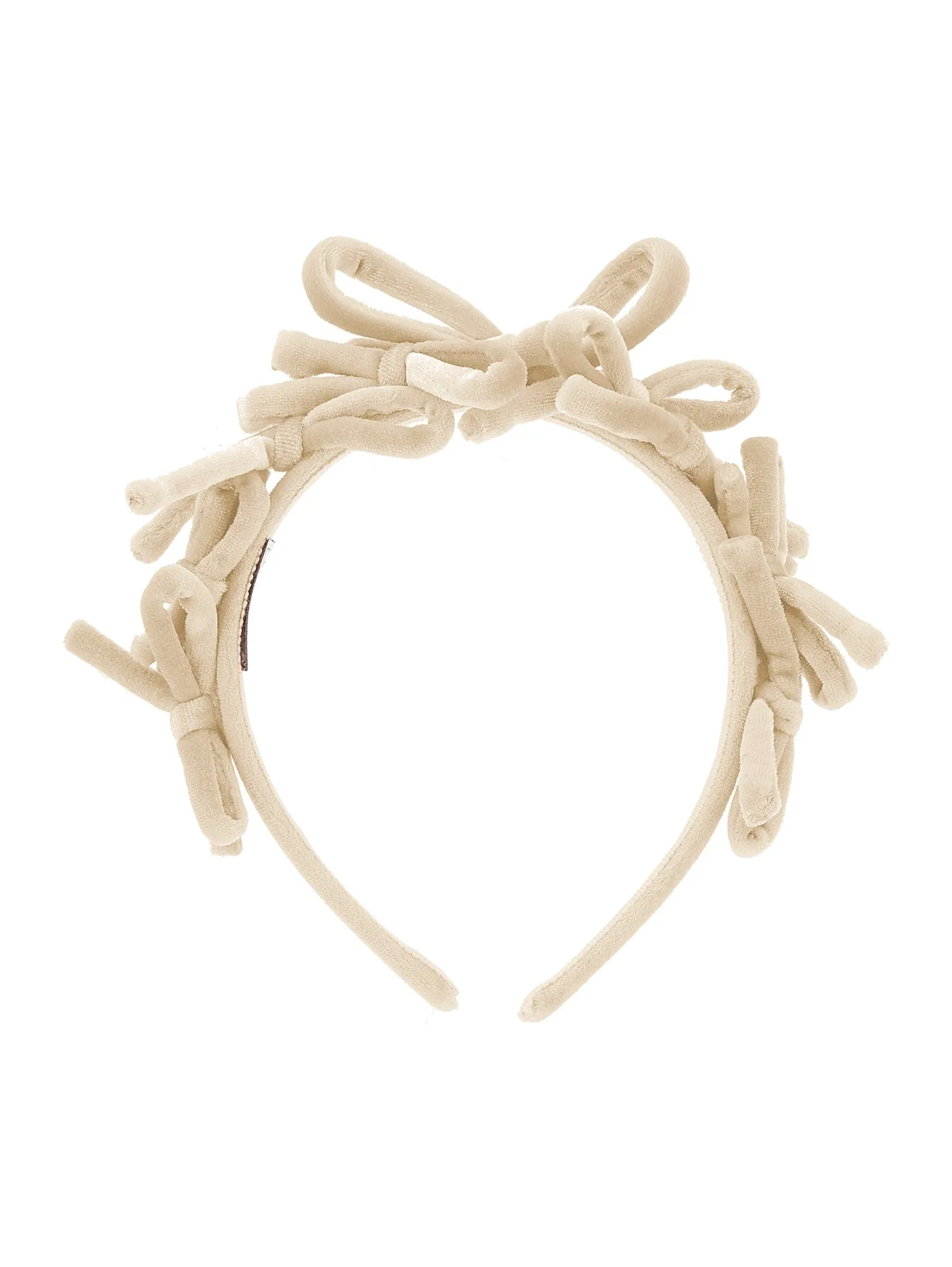 Beige Velvet Bows Headband