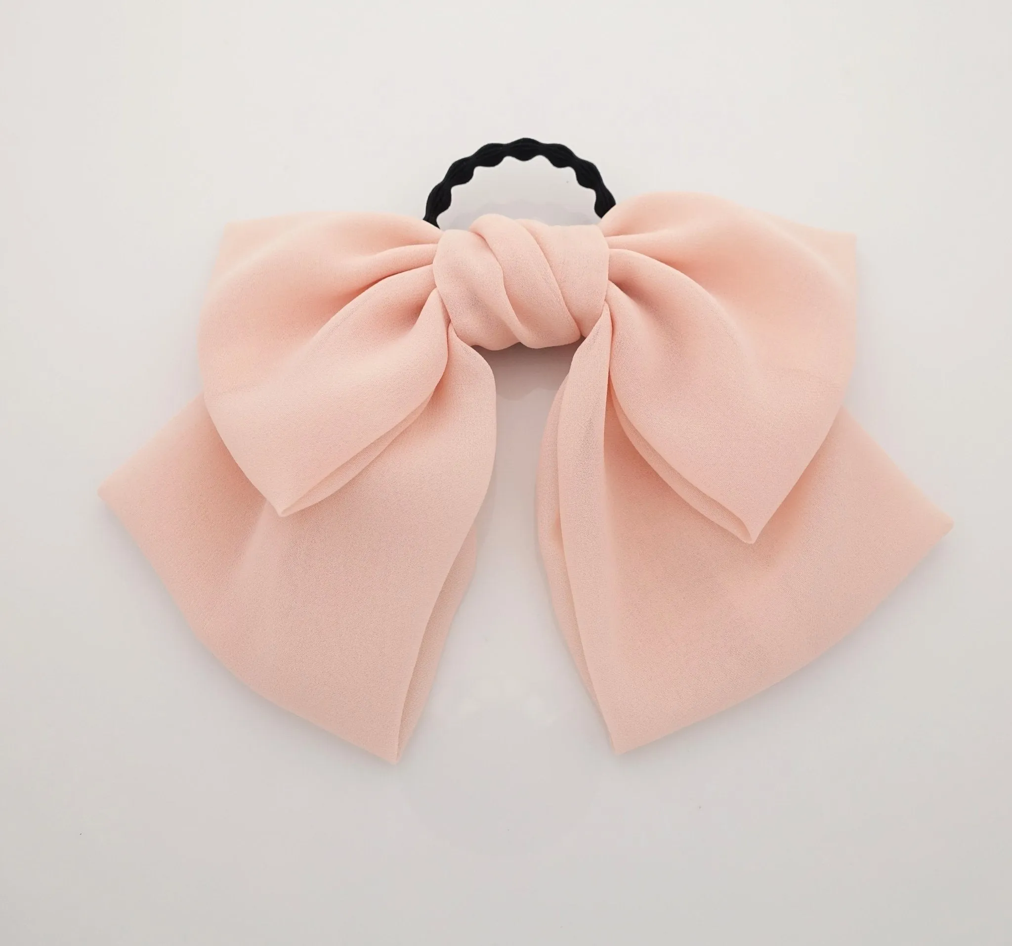 big chiffon bow hair elastic ponytail holder women hair tie accessory