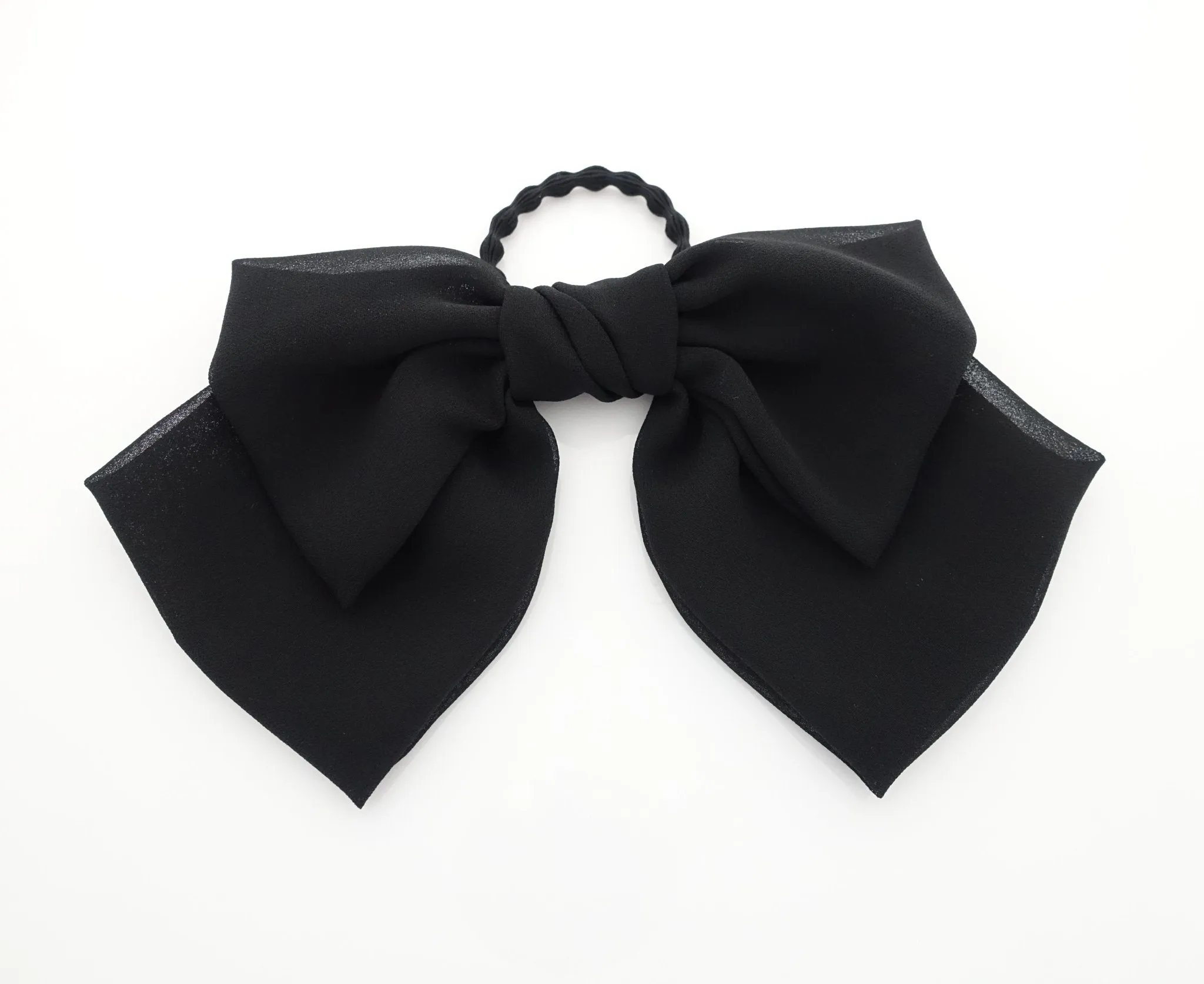 big chiffon bow hair elastic ponytail holder women hair tie accessory