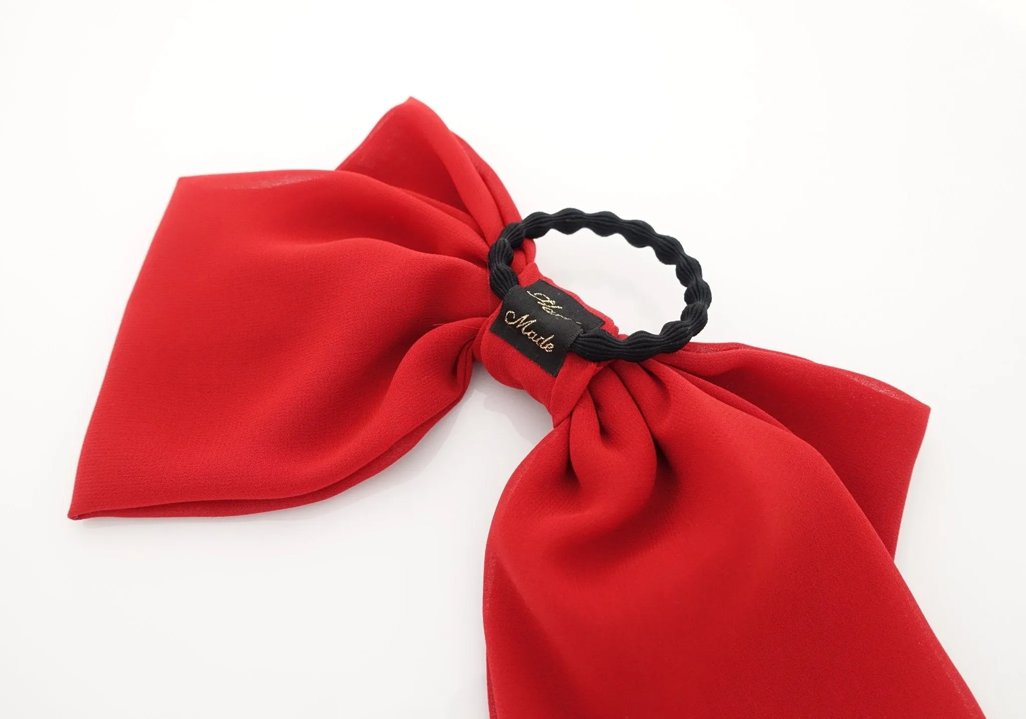 big chiffon bow hair elastic ponytail holder women hair tie accessory