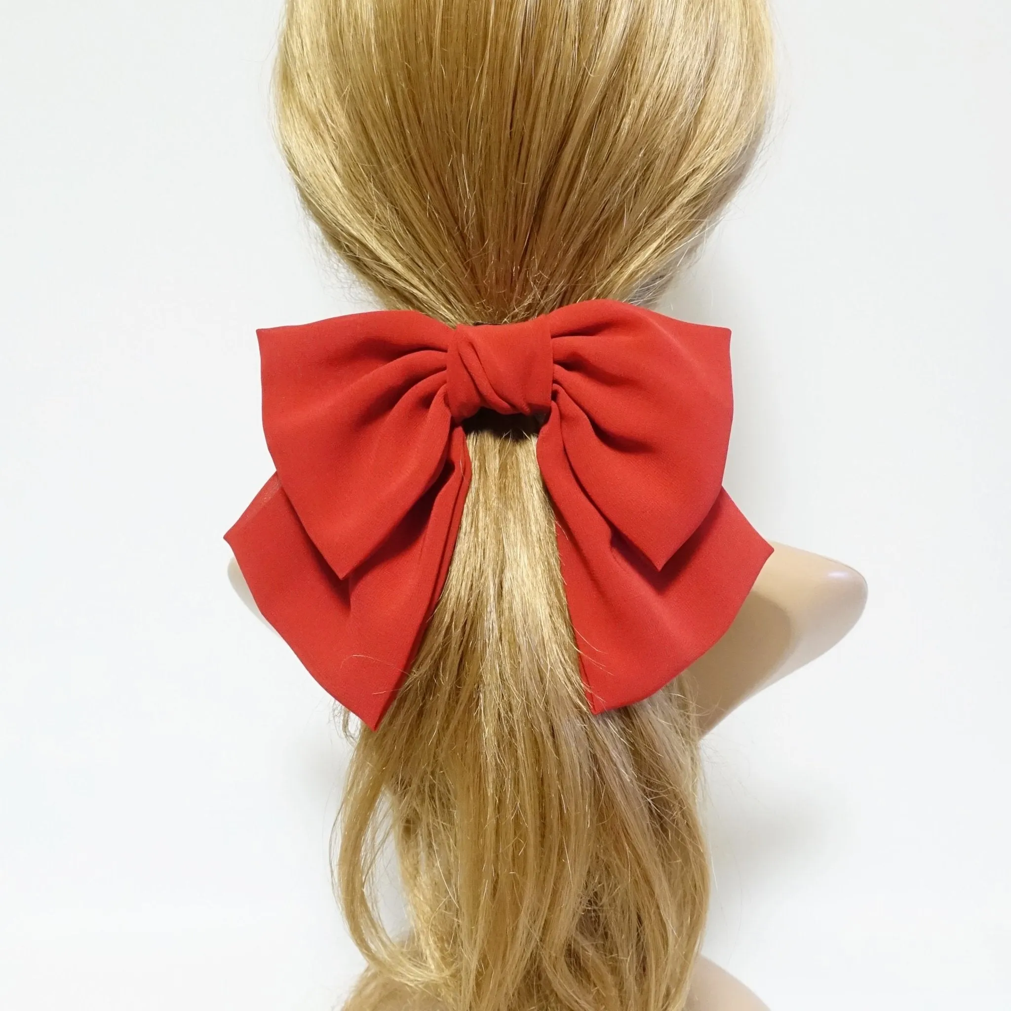 big chiffon bow hair elastic ponytail holder women hair tie accessory