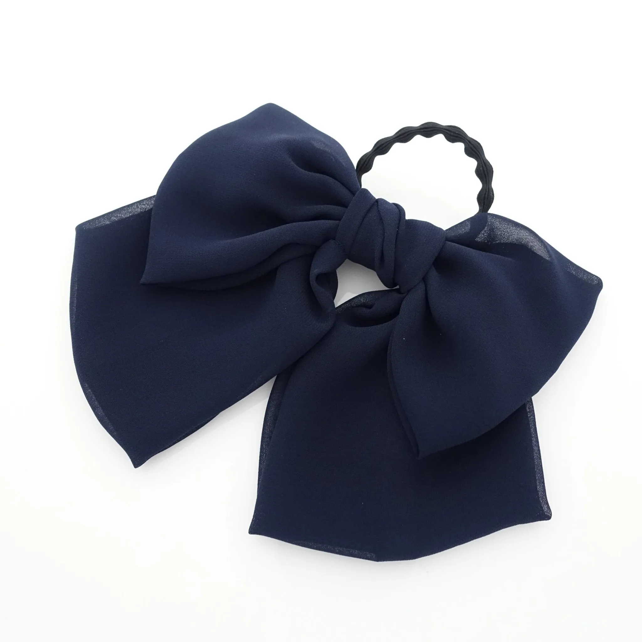 big chiffon bow hair elastic ponytail holder women hair tie accessory