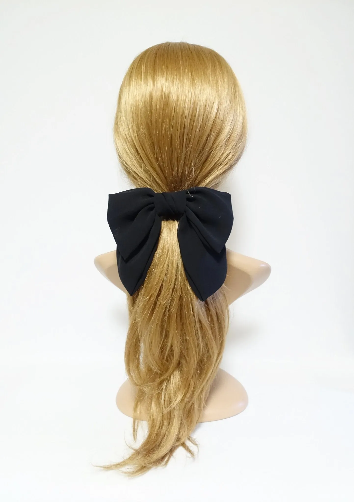 big chiffon bow hair elastic ponytail holder women hair tie accessory