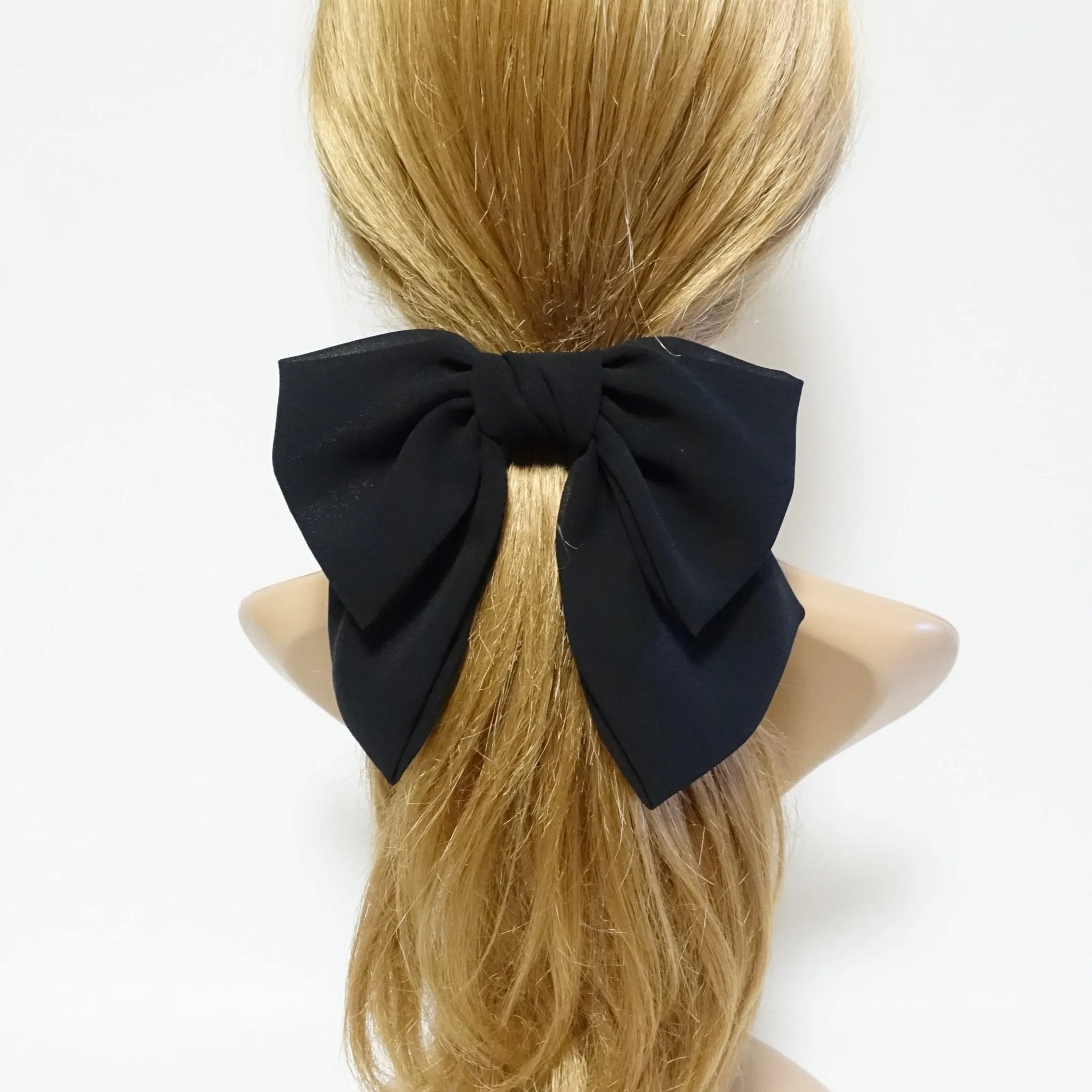 big chiffon bow hair elastic ponytail holder women hair tie accessory