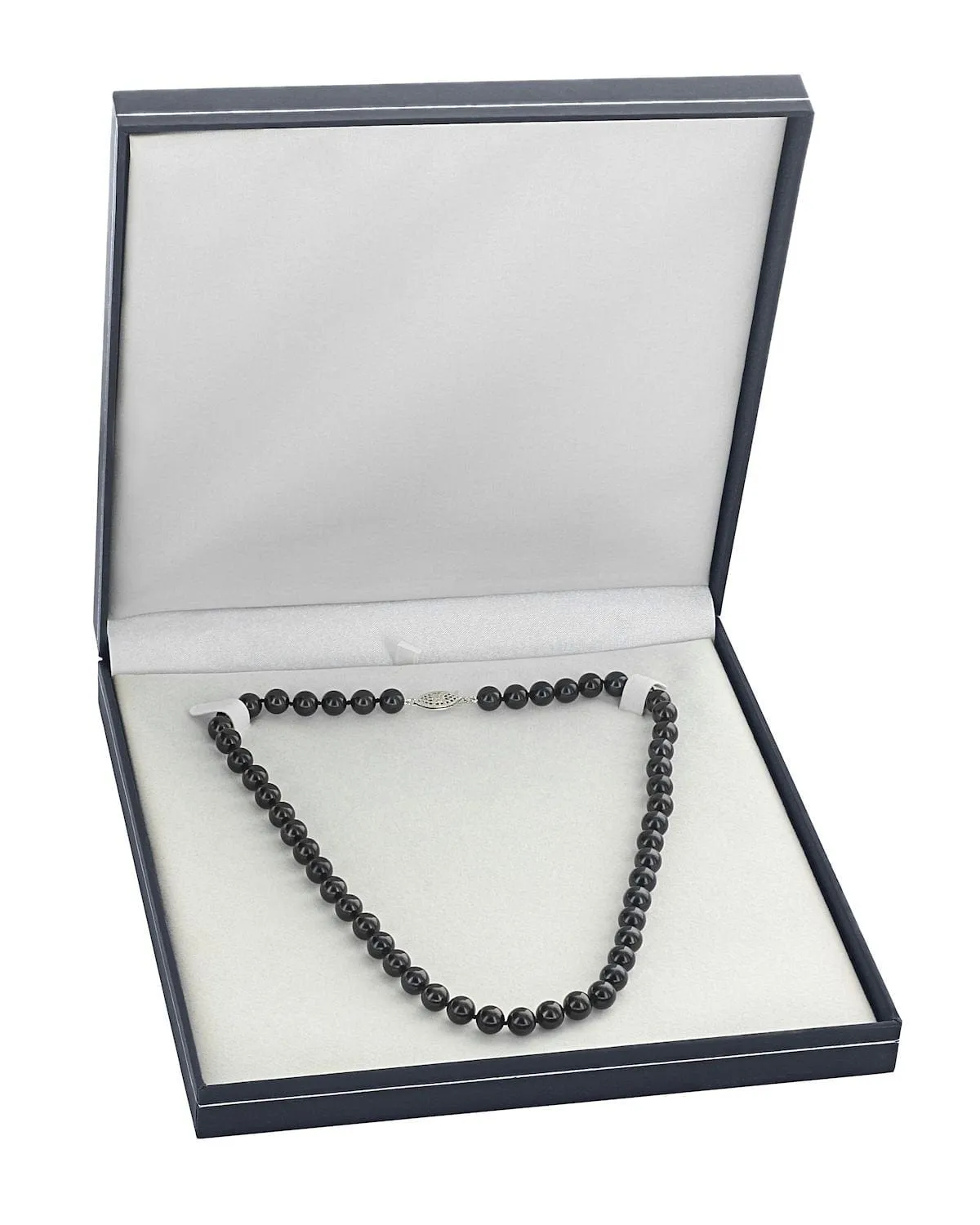 Black Japanese Akoya Pearl Necklace, 6.0-6.5mm - AA  Quality