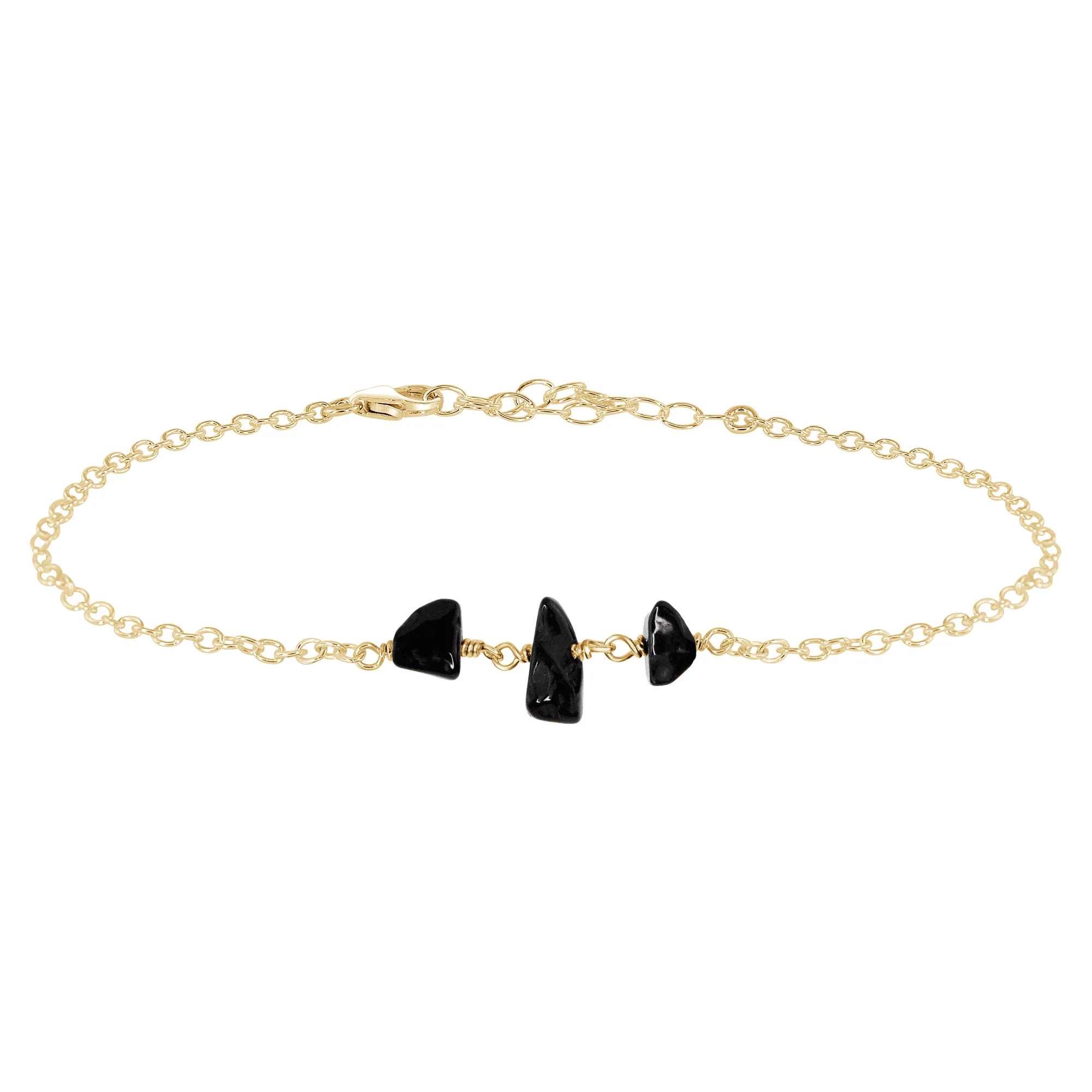 Black Onyx Beaded Chain Anklet