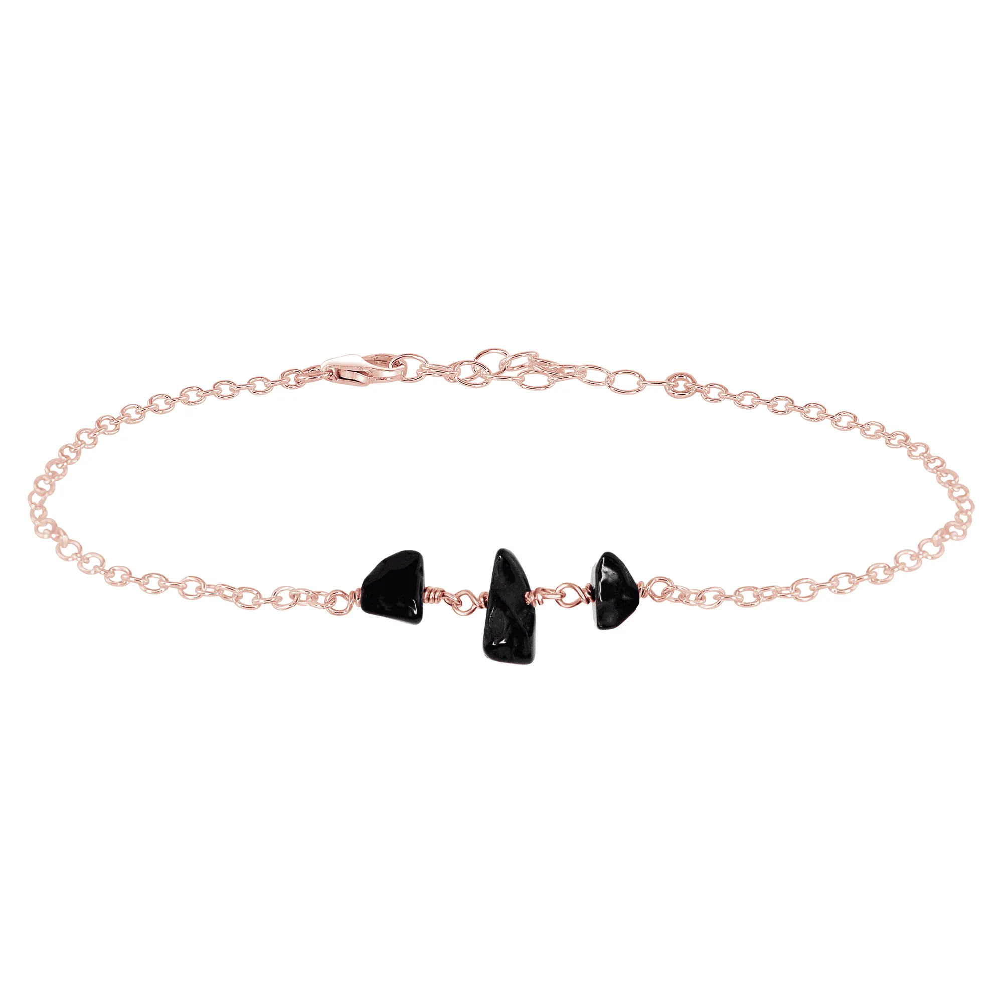 Black Onyx Beaded Chain Anklet