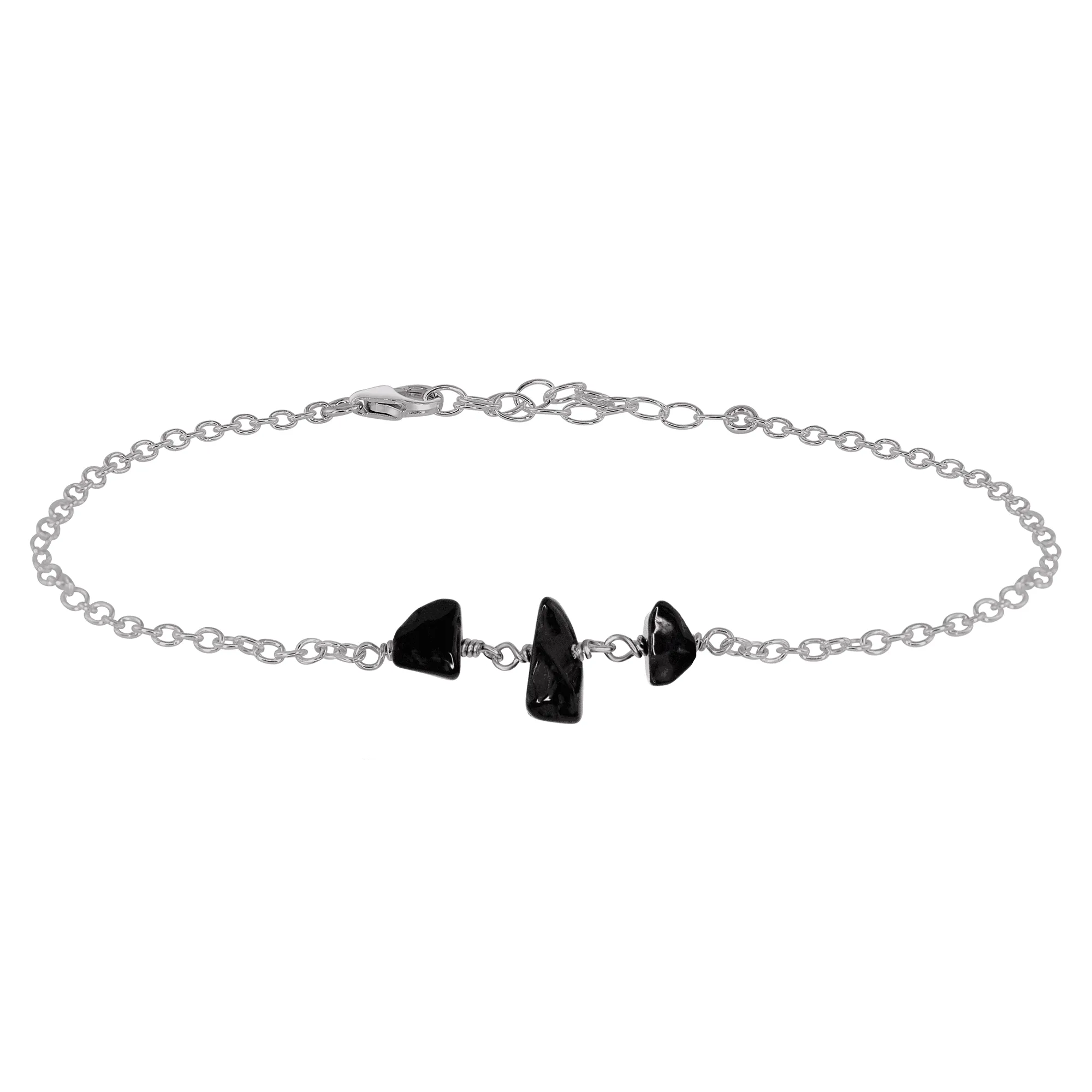 Black Onyx Beaded Chain Anklet