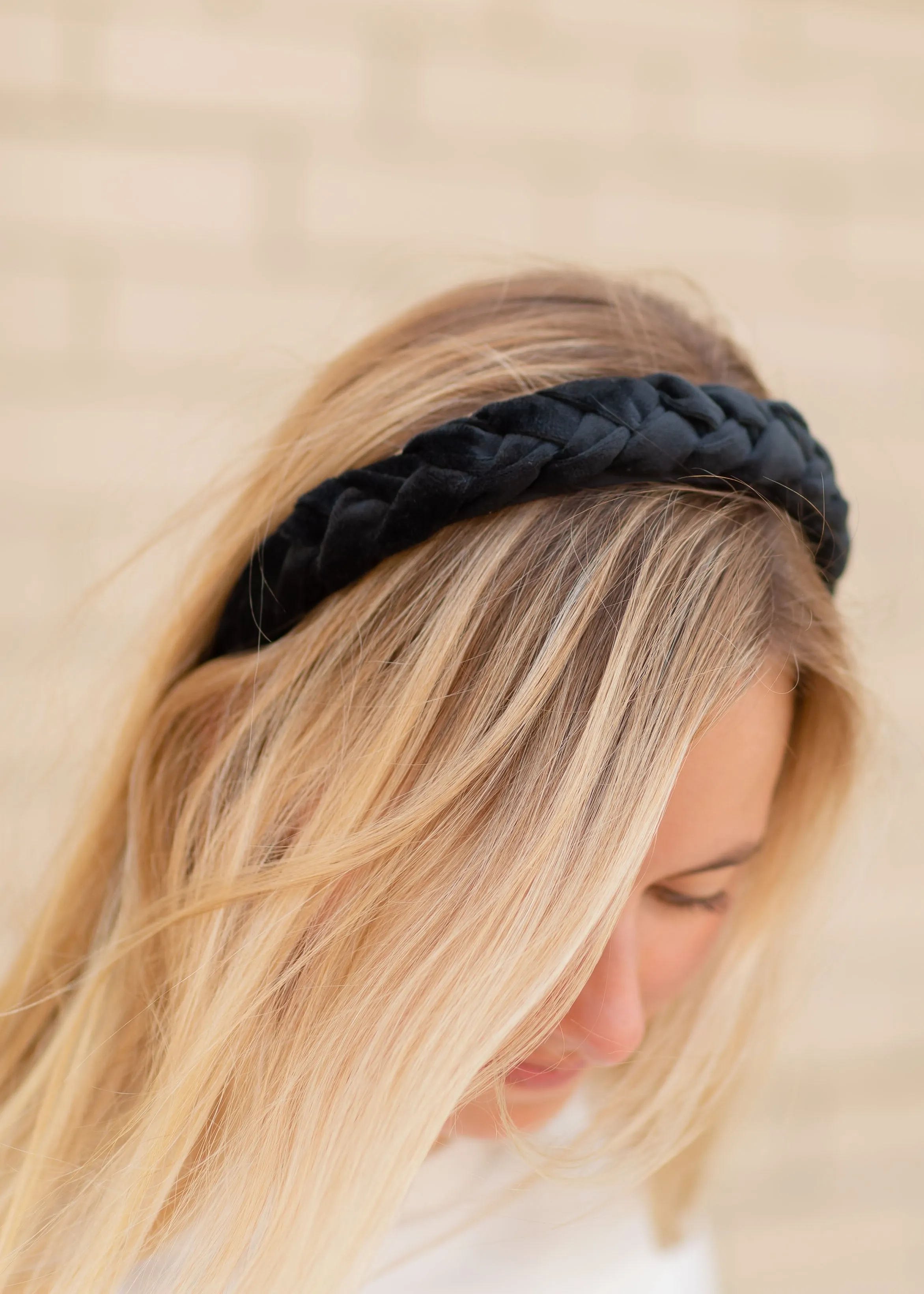 Black Velvet Braided Headband - FINAL SALE