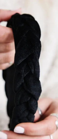 Black Velvet Braided Headband - FINAL SALE