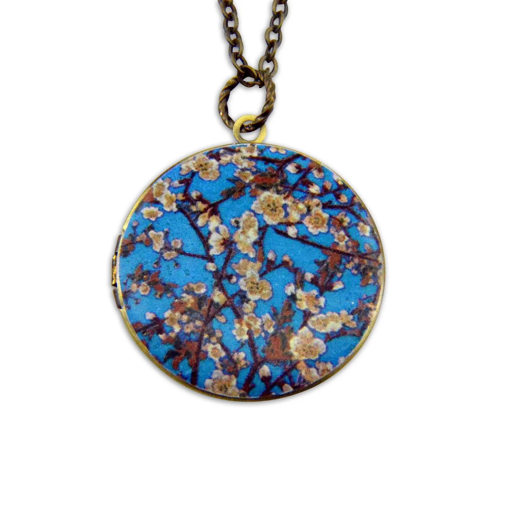 Blue Blossoms Vintage Theme Photo Locket