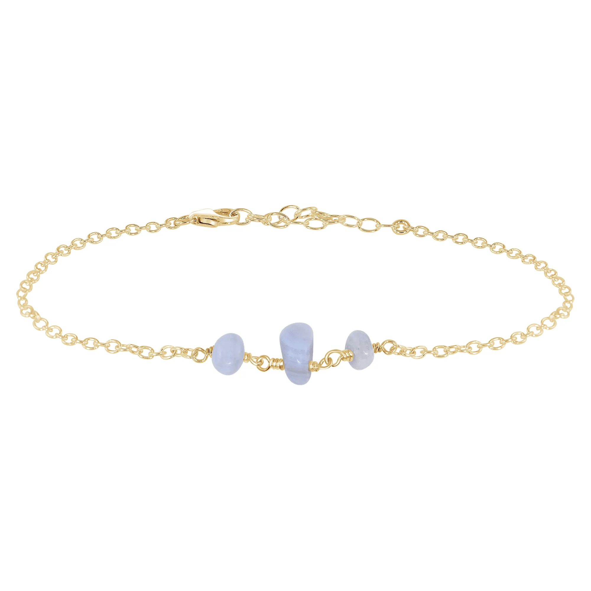 Blue Lace Agate Beaded Chain Anklet