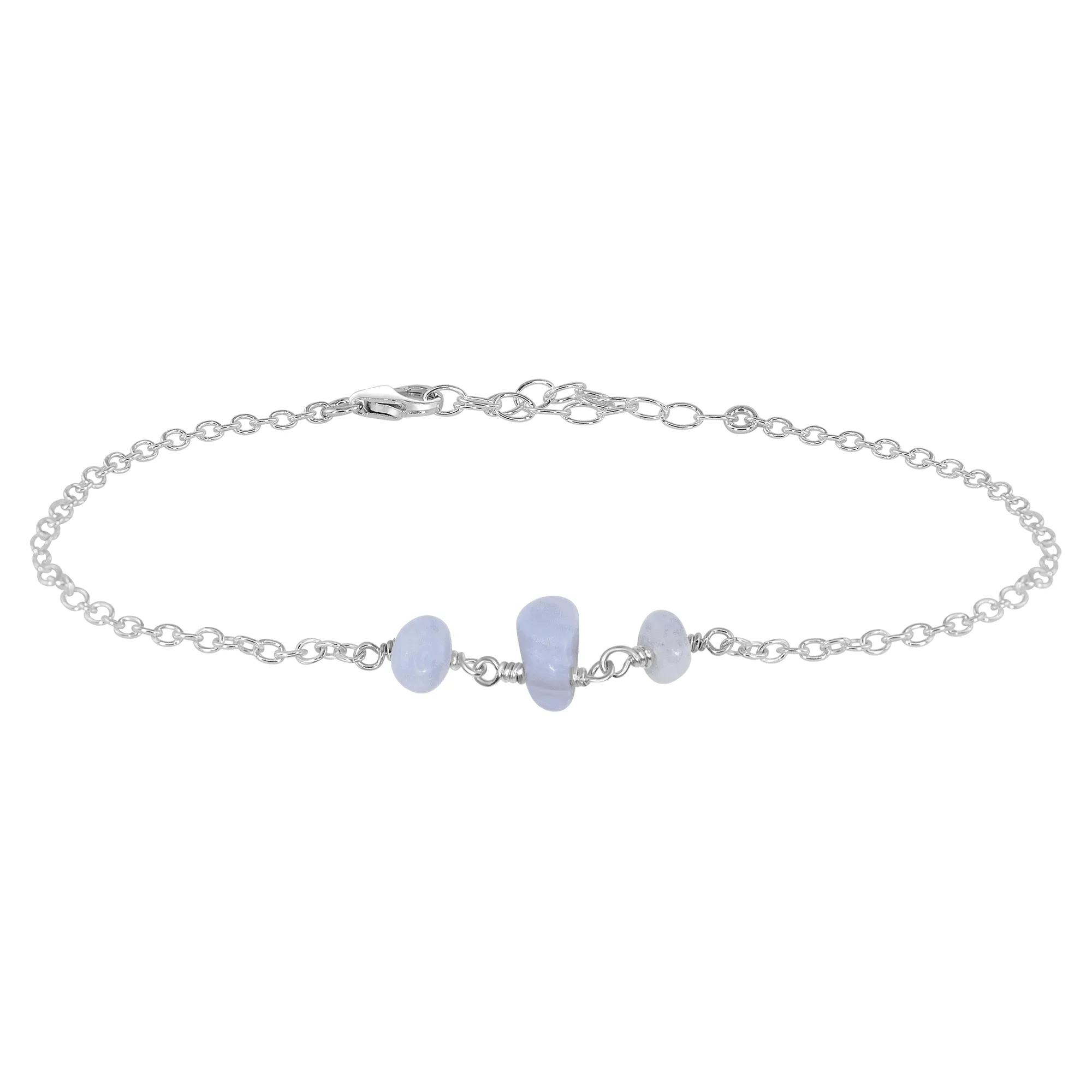 Blue Lace Agate Beaded Chain Anklet