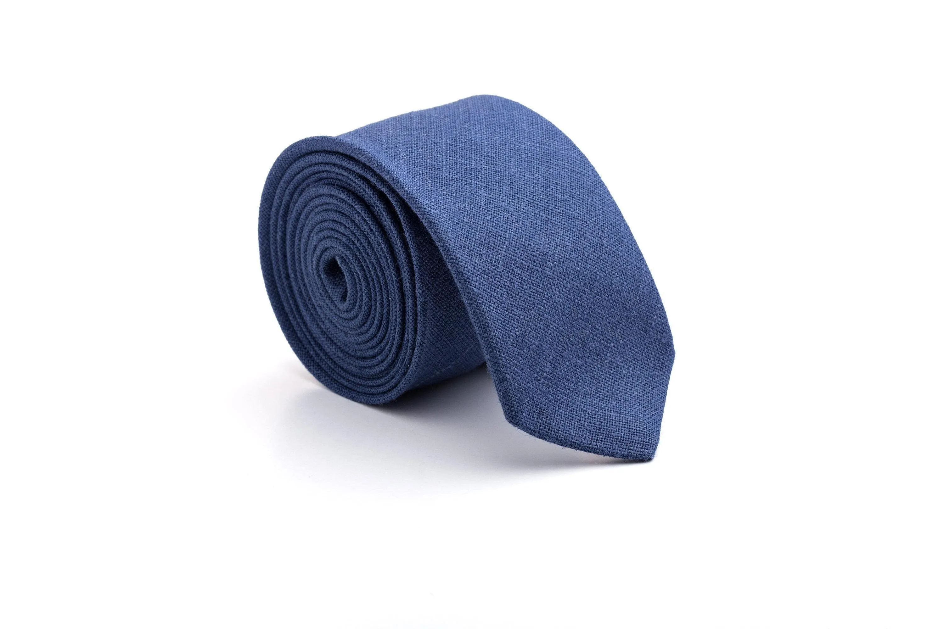 Blue Linen Wedding Slim Tie: Sophisticated Choice for Groom