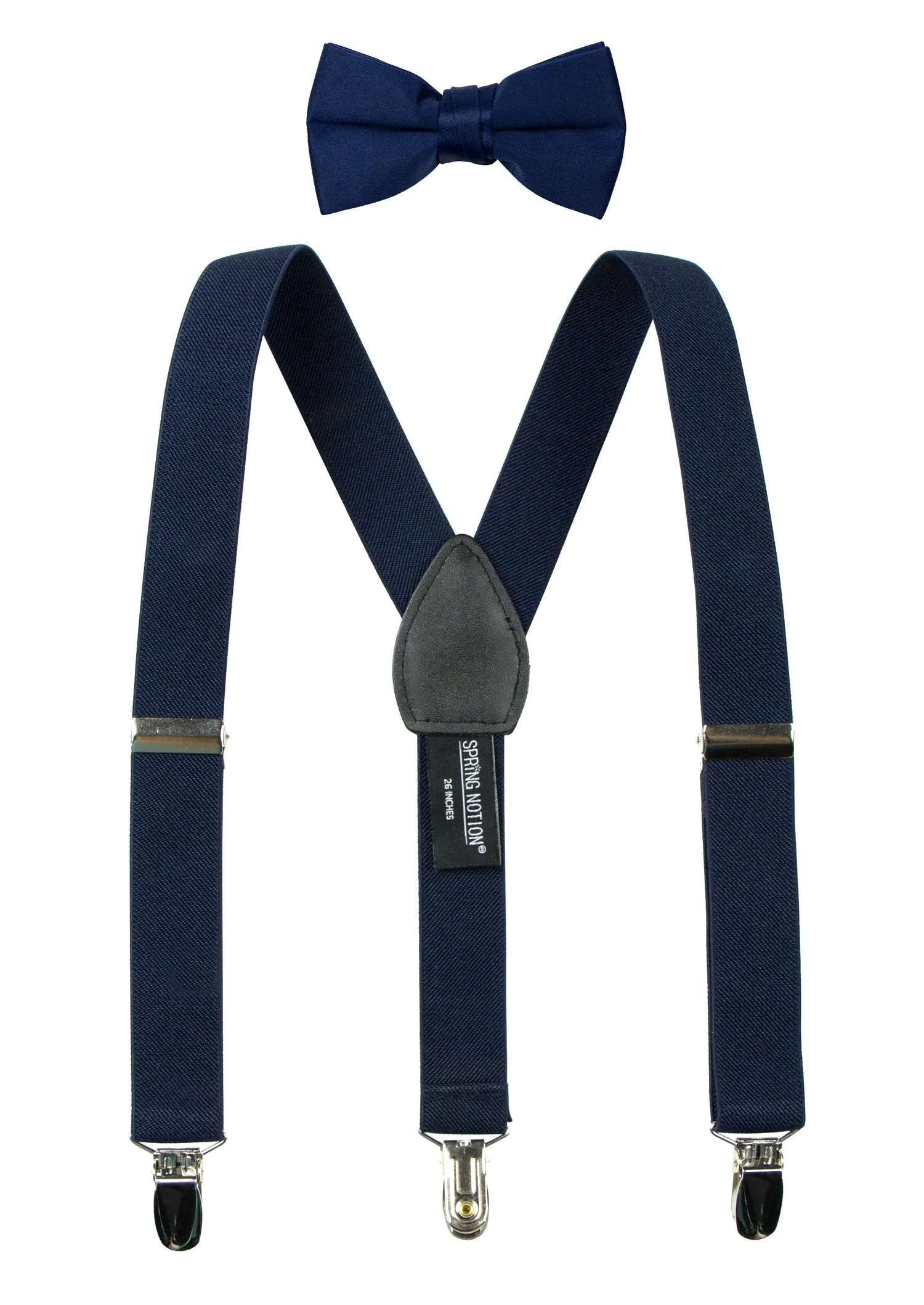 Boys' 4 Piece Suspenders Outfit, Navy/White/Navy