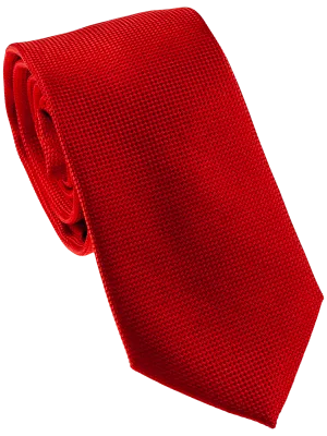 Bright Red Self Pattern Tie, Bow Tie, Handkerchief