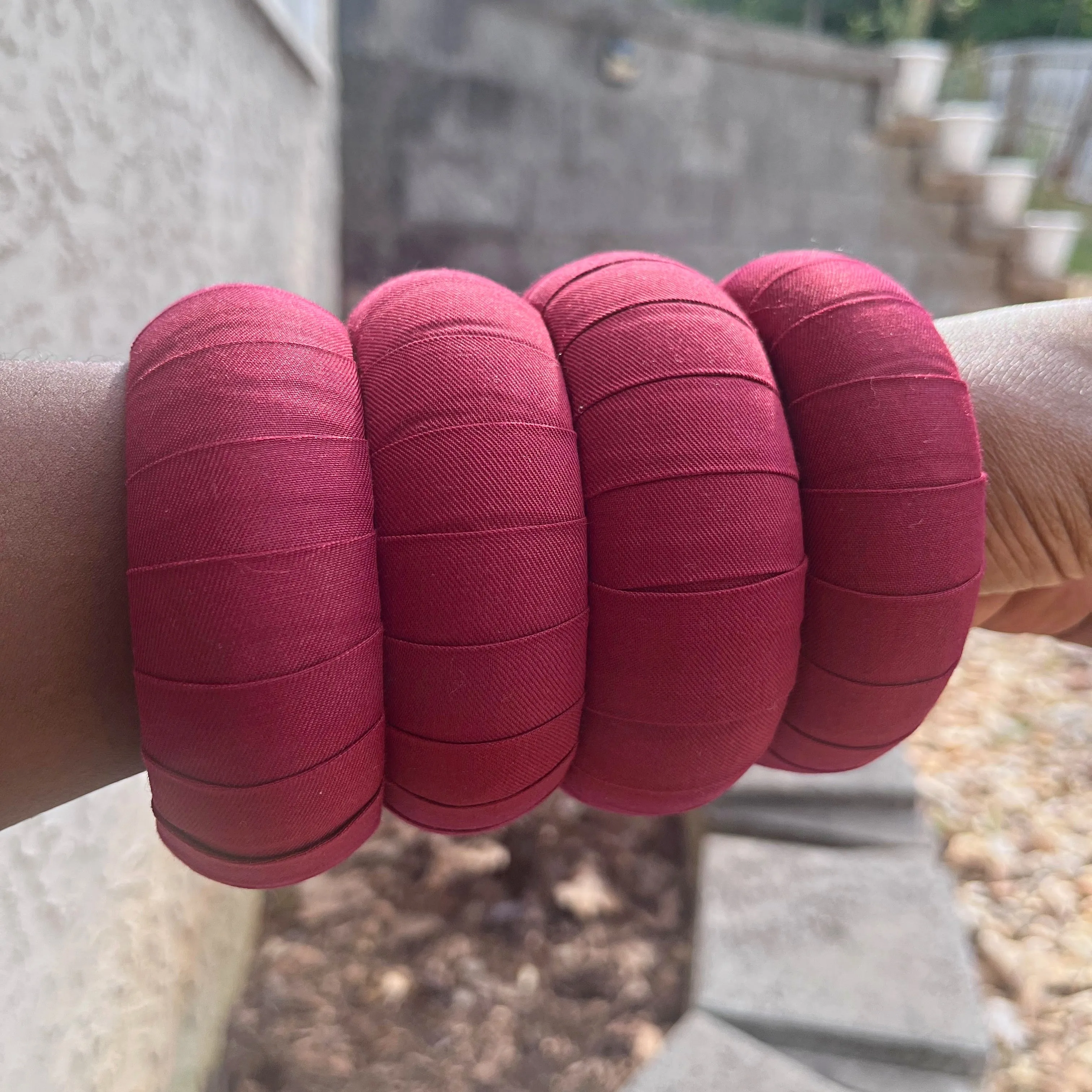 Burgundy African Print Bangle Bracelets