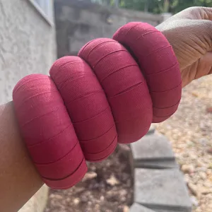 Burgundy African Print Bangle Bracelets