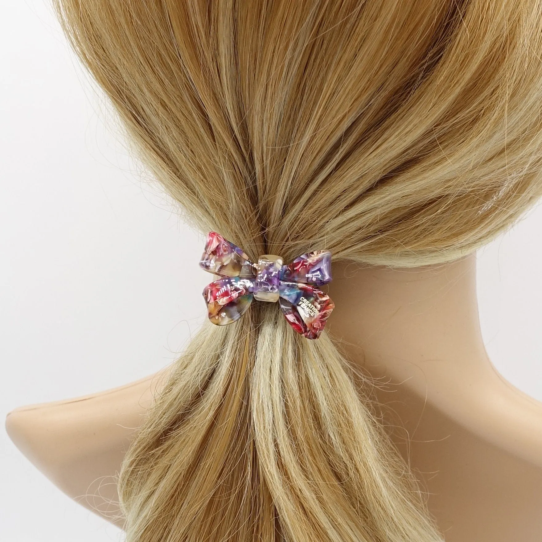 cellulose acetate tail bow knot hair tie elastic ponytail holder