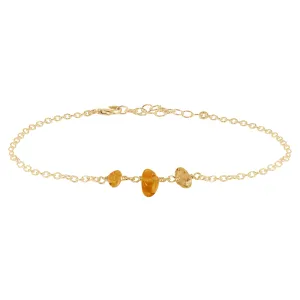 Citrine Beaded Chain Anklet