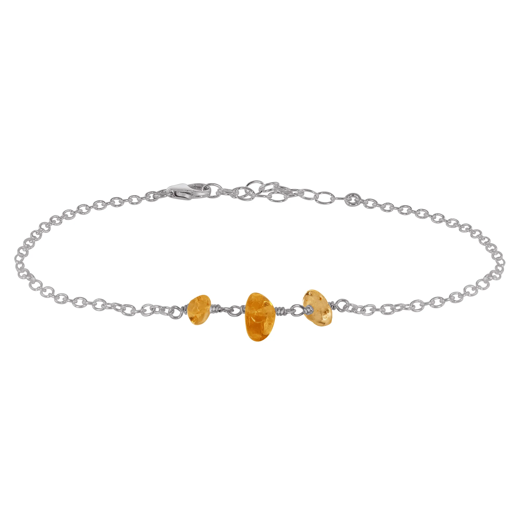 Citrine Beaded Chain Anklet