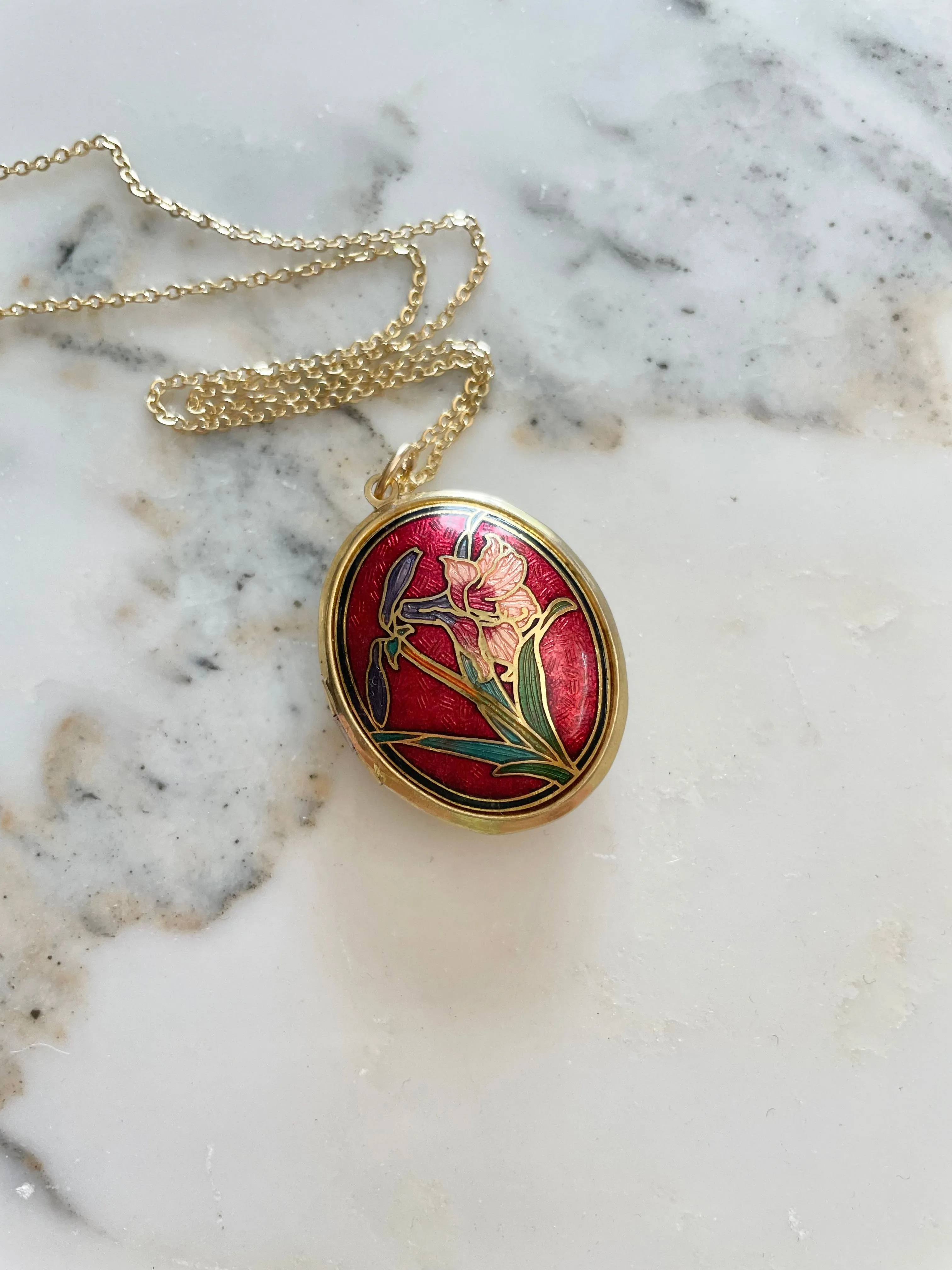 Cloisonné Locket Necklace