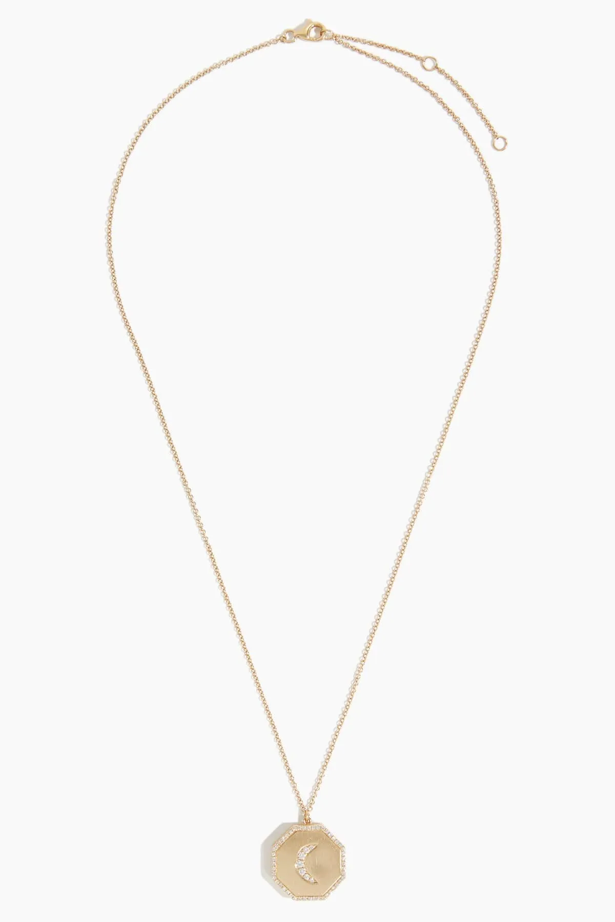 Crescent Moon Locket Necklace in 14k Yellow Gold