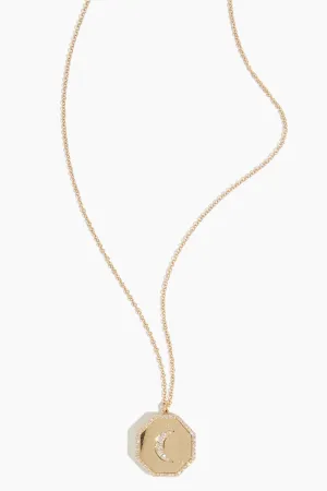 Crescent Moon Locket Necklace in 14k Yellow Gold