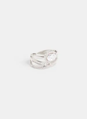 Cubic Zirconia Stacked Cocktail Ring