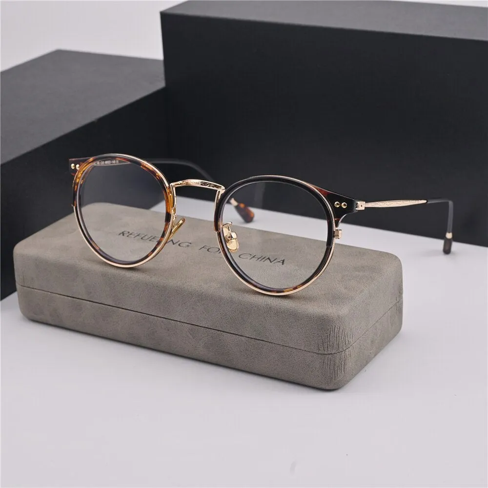 Cubojue Unisex Full Rim Small Round Acetate Alloy Presbyopic Reading Glasses 6809p