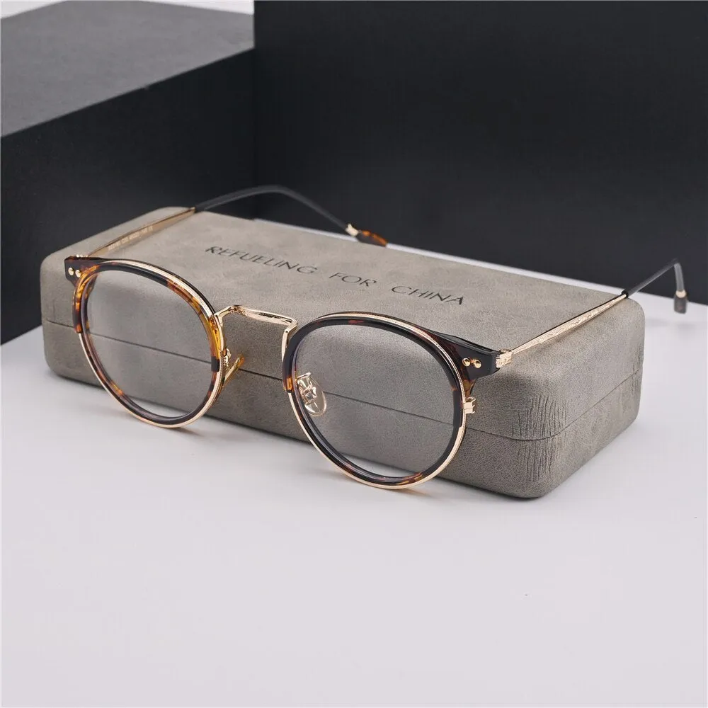 Cubojue Unisex Full Rim Small Round Acetate Alloy Presbyopic Reading Glasses 6809p