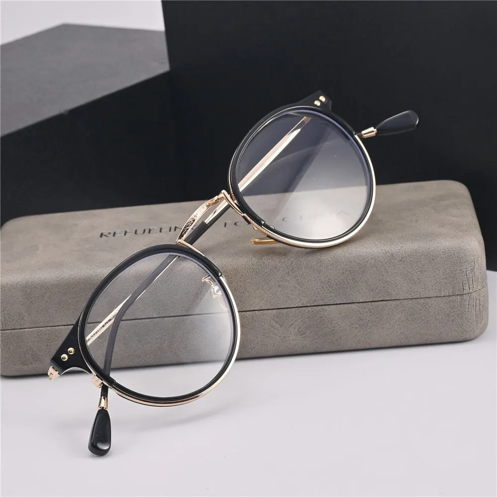 Cubojue Unisex Full Rim Small Round Acetate Alloy Presbyopic Reading Glasses 6809p